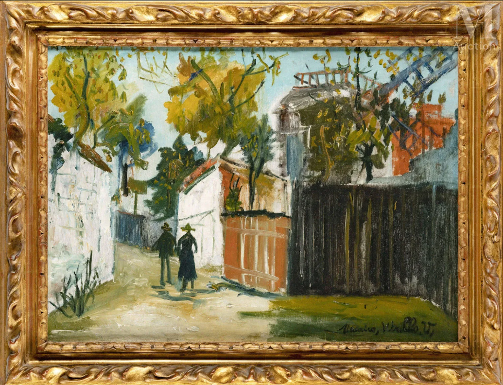 UTRILLO Maurice (1883-1955) Huile sur toile originale Le Moulin de la Galette à Montmartre, c. 1918 Maurice UTRILLO (1883-1955) Le Moulin de la Galette à Montmartre, c. 1918 Huile sur toile originale Signée en bas à droite Sur toile 50 x 67 cm Présentée dans un cadre mouluré doré 64 x 81 cm AUTHENTICITE : Certificat de Jean Fabris, Président du Comité Utrillo et détenteur du droit moral, en date du 28 février 2007 Excellent état
